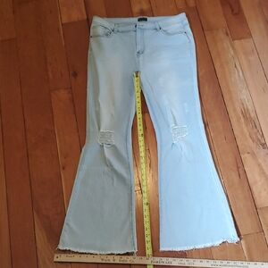 Pink Label Light Blue Distressed Flare Jeans